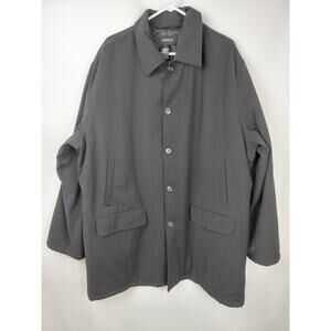 Claiborne Men's Black Lined Overcoat Trench Coat Button Up Size XXL